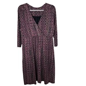 Peruvian Connection Womens Sz L Pima Cotton blend knit dress v-neck bohemian